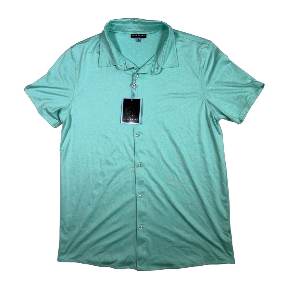 Andy & Evan Kids Size‎ 16 Button-Down Short Sleeve Shirt - Aqua Blue